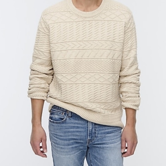 J.crew cotton Sweater in combination Guernsey Stitch. - Picture 1 of 13